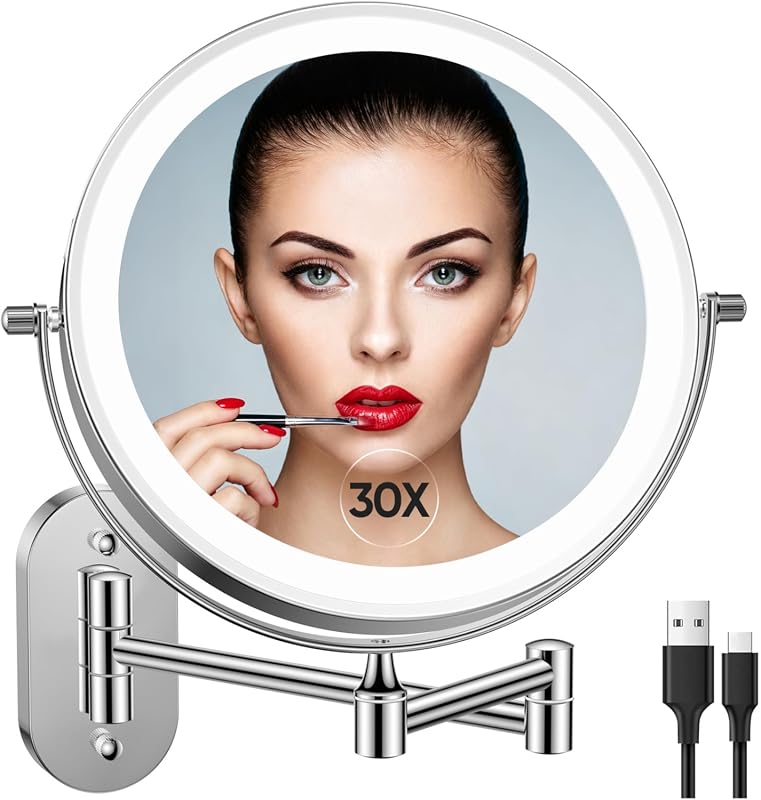 FUNTOUCH 8-Inch Wall Mounted Lighted Makeup Mirror