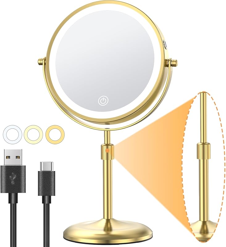 Gospire 7-inch Height Adjustable Lighted Makeup Mirror