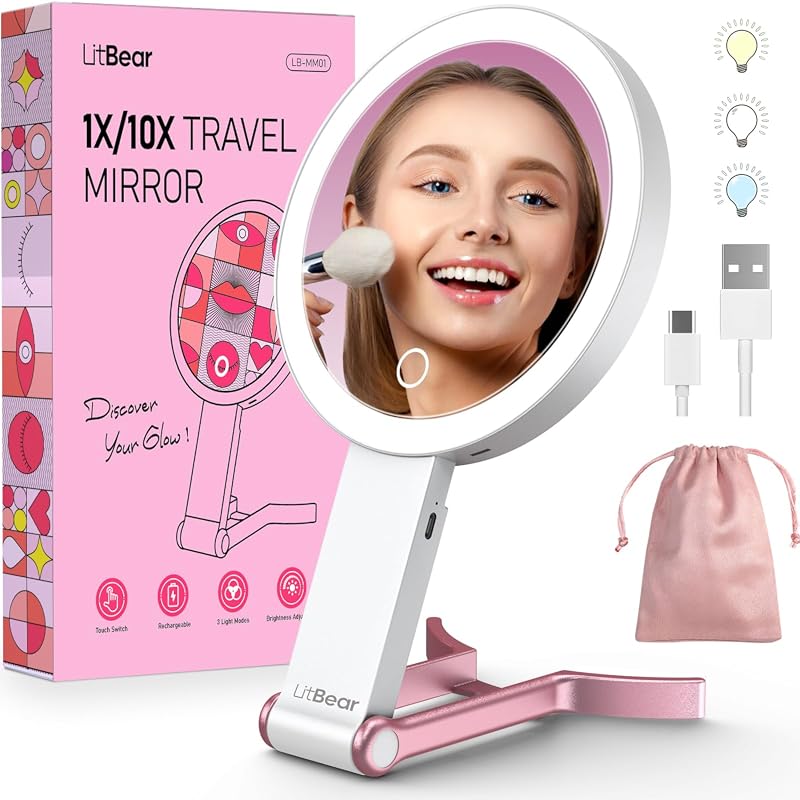 LitBear Rechargeable Travel Mirror