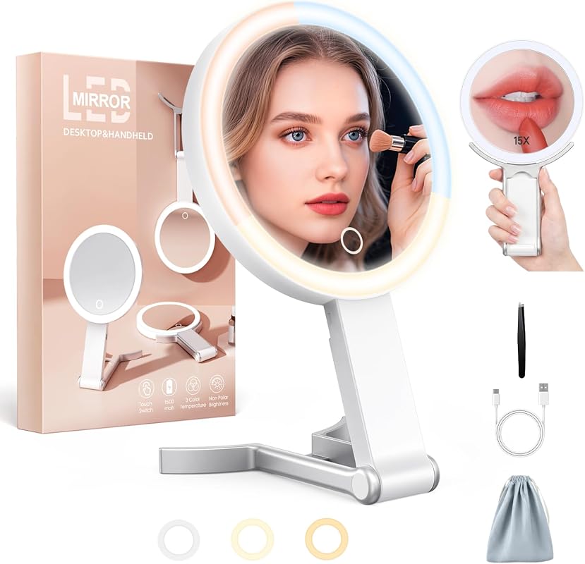 Travel 1X/15X LED Mirror