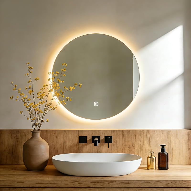 20 Inch Round LED Bathroom Vanity Mirror, Backlit Dimmable Wall Mirror