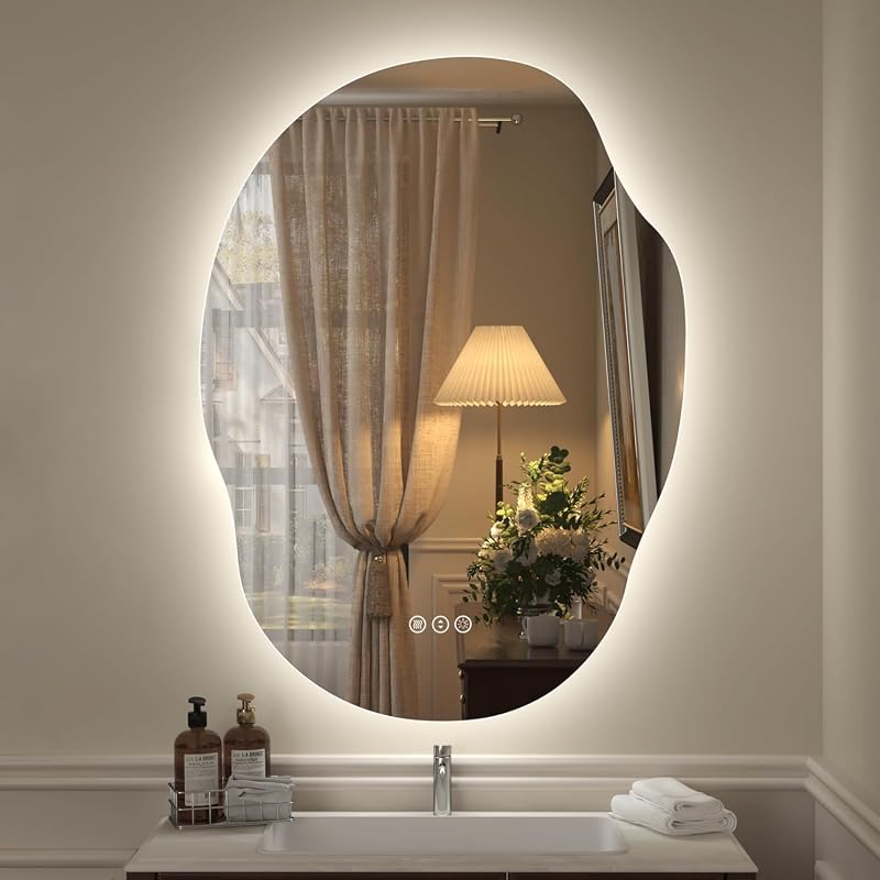 Asymmetrical LED Backlit Bathroom Mirror