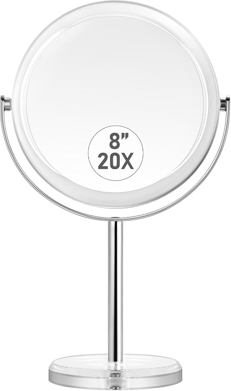 MIYADIVA 7.8-Inch Double Sided 1X/20X Magnifying Vanity Mirror