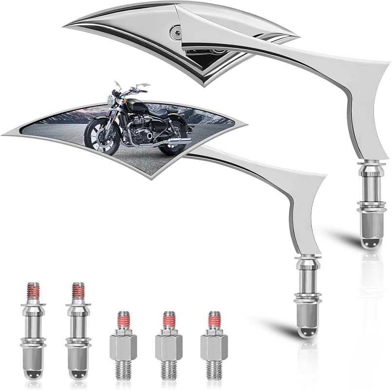 Chrome Motorcycle Handlebar Rearview Mirrors
