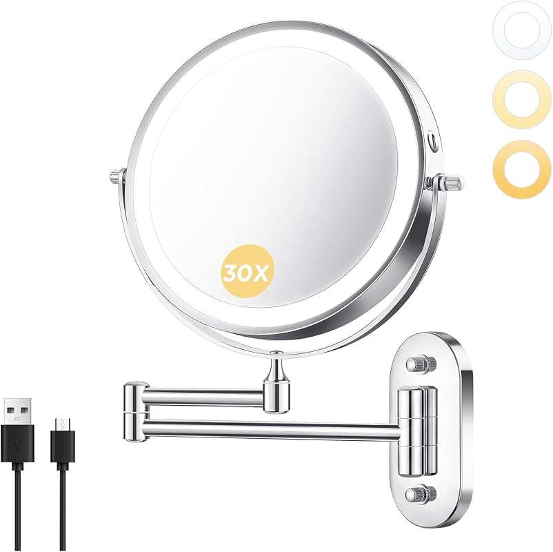 8-Inch Wall Mounted 1X/30X LED Mirror