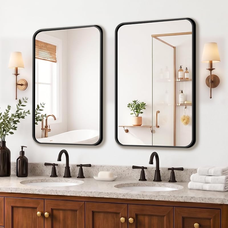 FICTOR 2-Pack Black Bathroom Vanity Mirrors